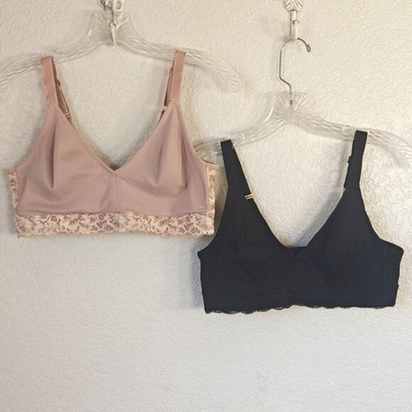 Soma Size L Bra Embraceable Wireless Unlined Lace Trim Set of 2 - Picture 1 of 4